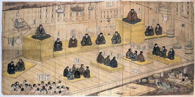 Pintura de prisão japonesa de 1850, período Edo