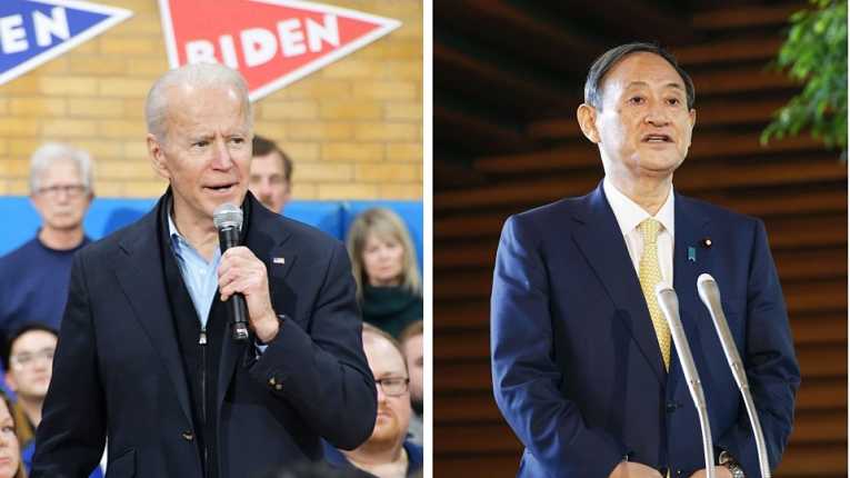Joe Biden liga para Yoshihide Suga a meia noite