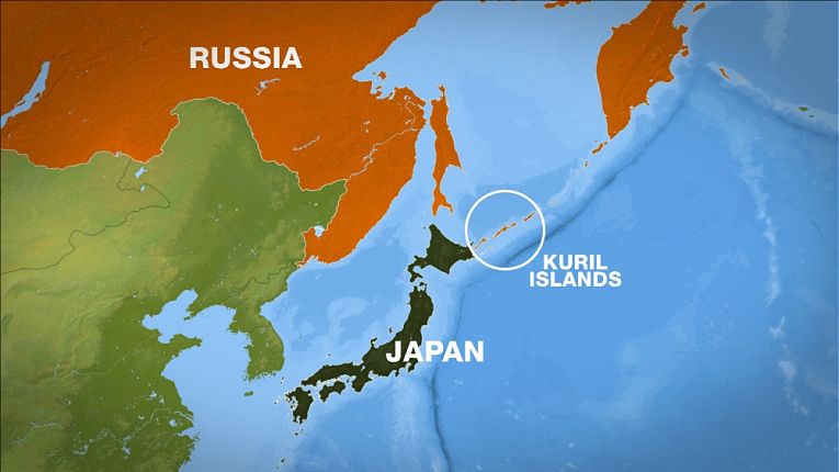 Região das Ilhas Curil (Ilhas Habomai e Shikotan para os japoneses) disputada entre Japão e Rússia