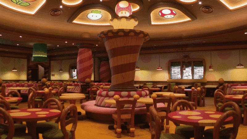 Interior restaurante Kinopio's do Super Nintendo World