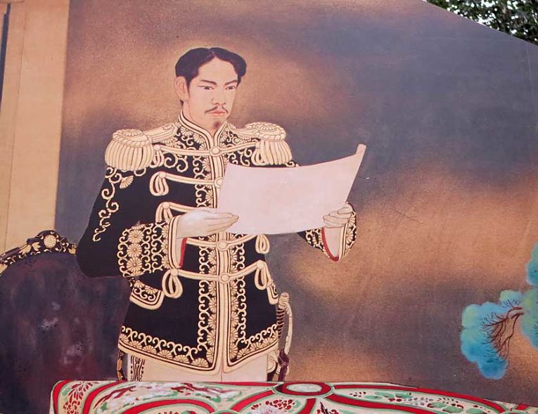 Imperador Meiji vestido com roupa militar ocidentak