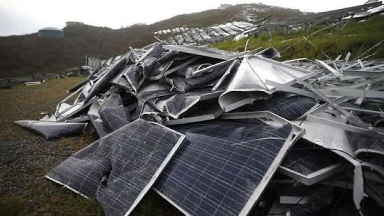 Painéis fotovoltaicos destruídos pela ação do tempo também são parte significativa dos descartes