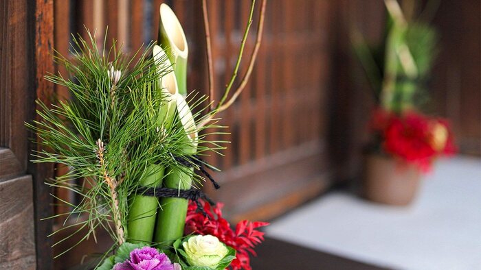Decoração Kadomatsu do ano novo japonês, parte das tradições do shogatsu