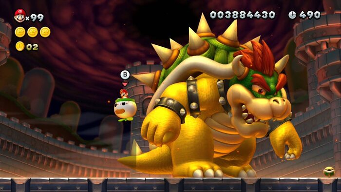 Bowser personagem do jogo Super Mario Bros em tela do jogo