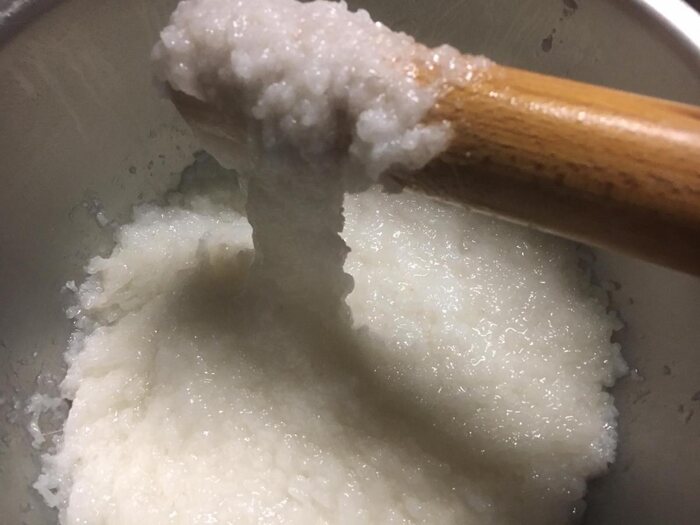 Ponto da massa de arroz mochigome