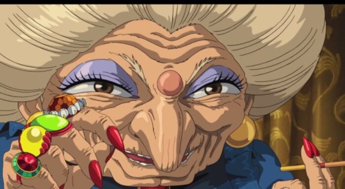 Yubaba é uma bruxa, gerente da casa de banho e mãe de Boh