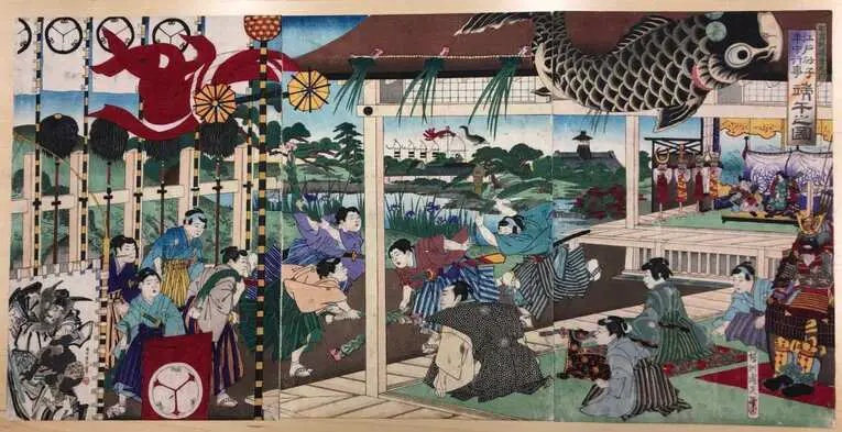 Obra de 1885 por Toyohara Chikanobu (1838 – 1912)