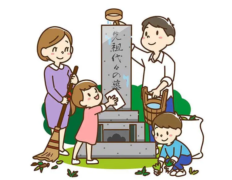 Limpa-se túmulos em família para prestar respeito e gratidão