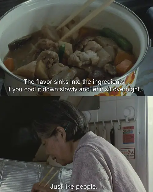 "O sabor penetra os ingredientes se você esfriar lentamente e deixar descansar durante a noite. Exatamente como as pessoas."
