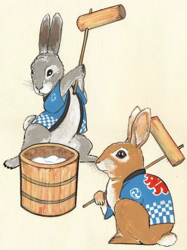 Coelho fazendo mochi