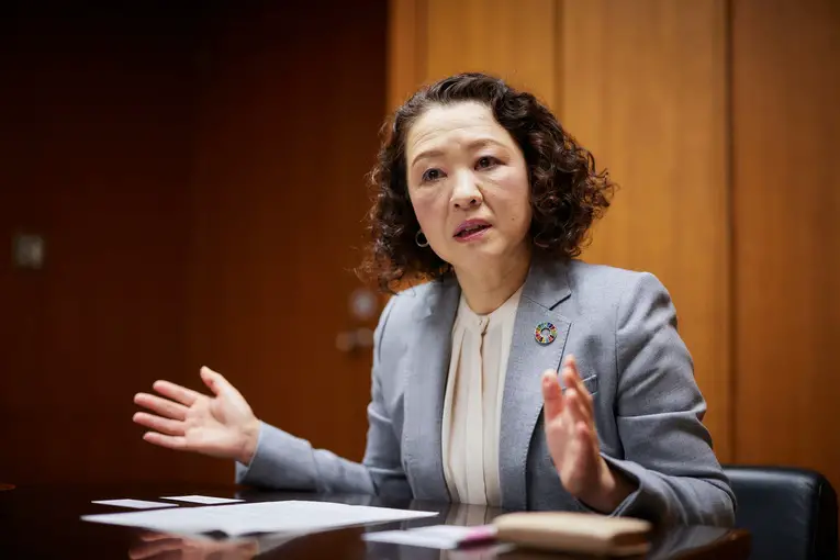 Tomko Yoshino, presidente da Rengō e primeira mulher a ocupar o cargo na história da organização