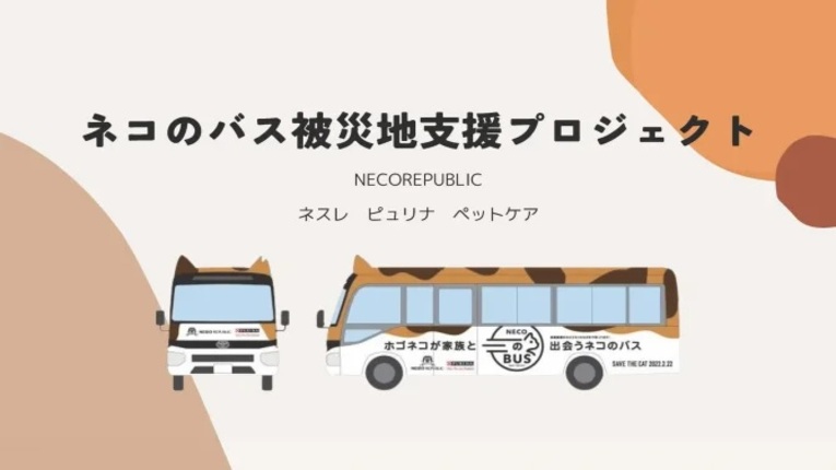 "Gatônibus" utilizado pela Neco Republic em parceria com a Nestlé Purina Petcare para resgatar gatos vítimas do terremoto da península de Noto no dia 1º de janeiro de 2024 