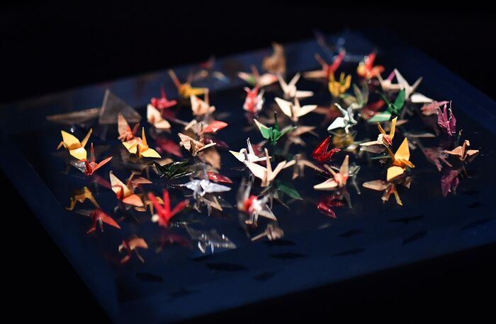 Alguns origamis de tsuru feitos por Sadako Sasaki