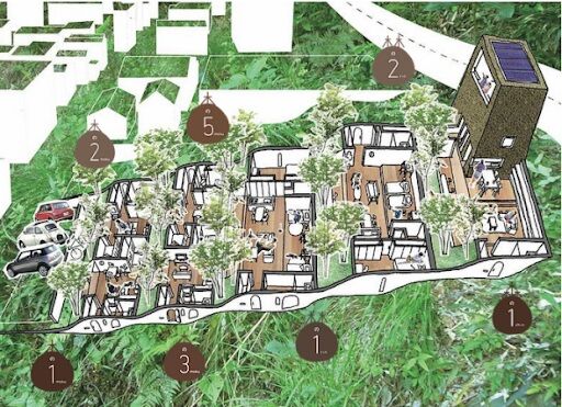 Desenho mostra como níveis de apartamentos foram divididos em projeto Greendo