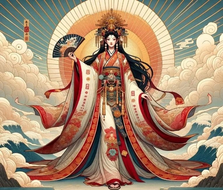 A Casa Yamato, ou família Imperial do Japão, descende diretamente da Deusa Augusta que ilumina o céu, Amaterasu
