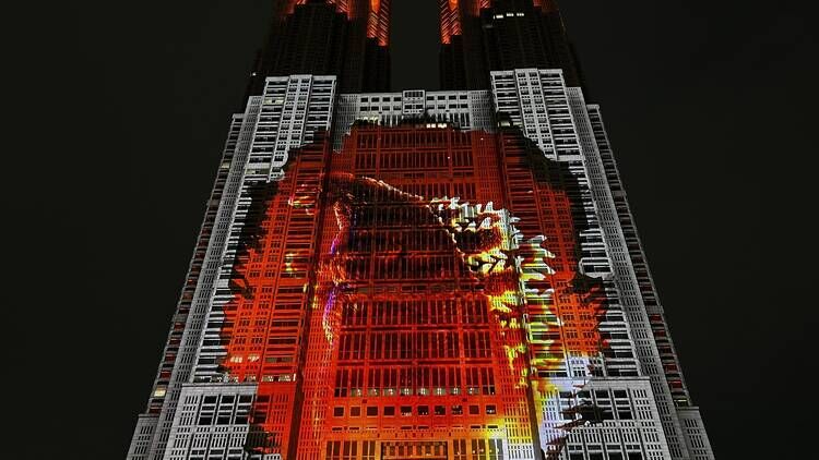 Projeção do Godzilla foi atração de maio até junho no prédio governamental de Tokyo com a maior projeção do mundo