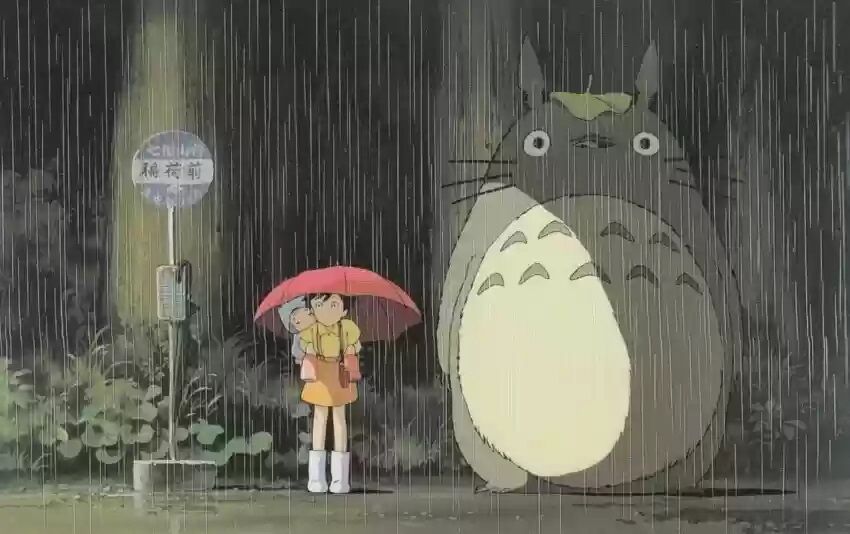 Cena da animação de Mei e Satsuke que virou composição final de Amigo Totoro, Tonari no Totoro, My Neighboor Totoro