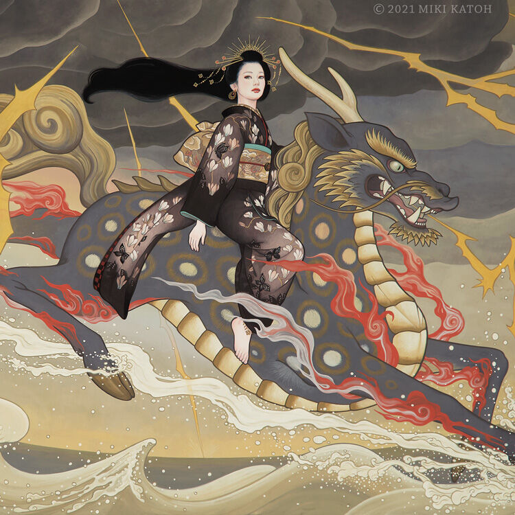 Pintura em guache de Miki Katoh mostra mulheres belas em kimono da era Taisho e Showa 