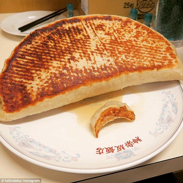 Desafio de comida no Japão do gyoza gigante