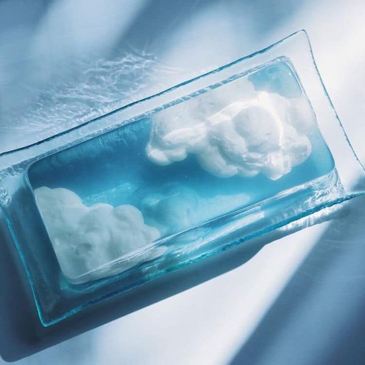 Sobremesa de gelatina cristal com nuvem da artista de sobremesa Tomei Nohito