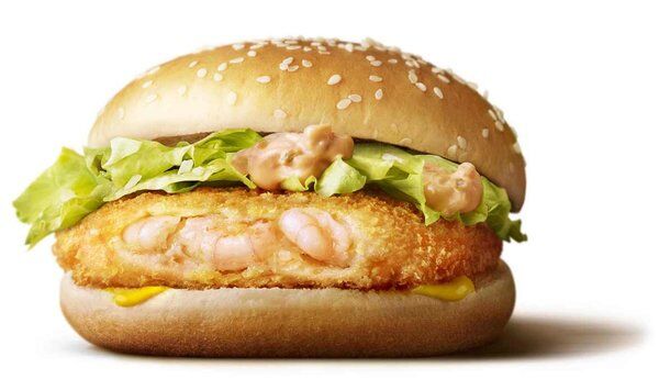 Hamburguer empanado recheado de camarão