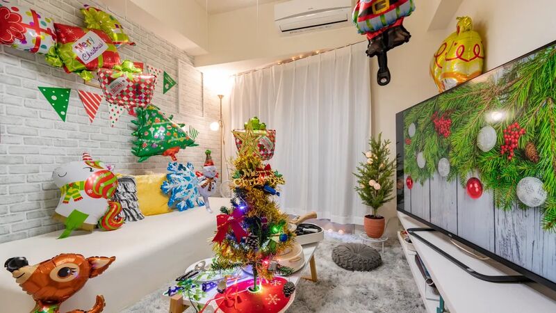 Sala com decoração de natal no Japão para alugar