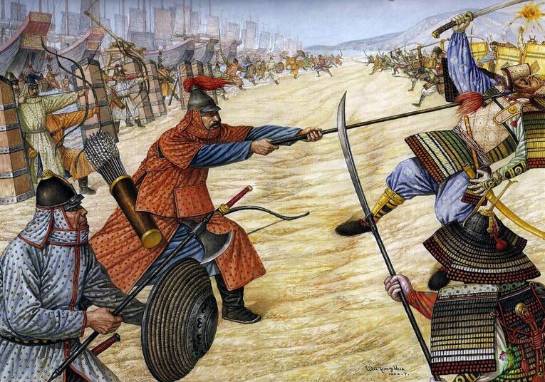 A primeira invasão mongol ao Japão começou em 1274 a partir da ilha de Tsushima