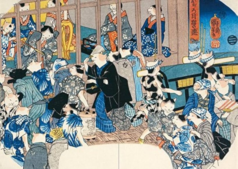 Gatos em ukiyo-e de Kuniyoshi
