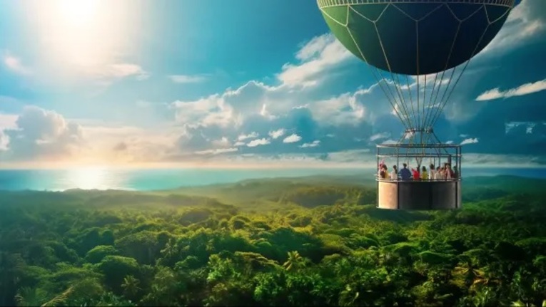 Conceito artístico do Horizon Ballon, passeio de balão que será feito a 200 metros de altura