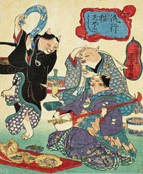 Ukiyo-e de gatos fazem sucesso no Japão