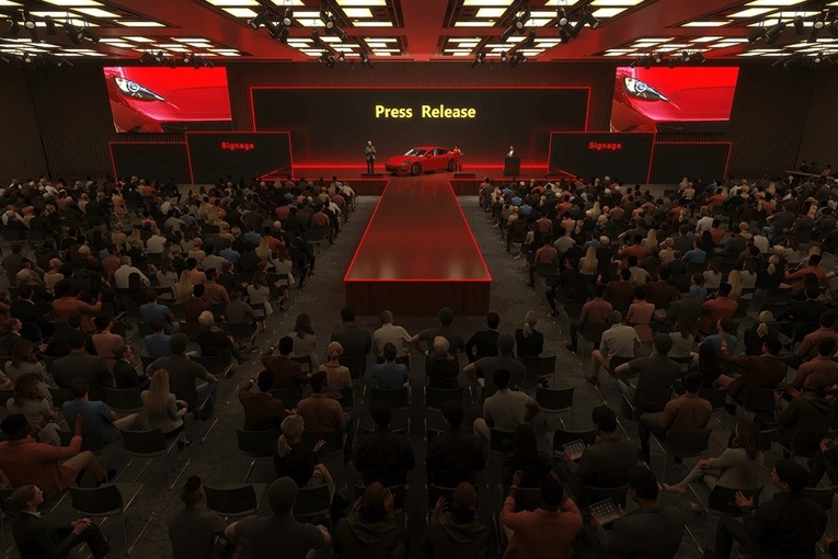 Um dos espaços do centro de convenções do Takanawa Gateway City