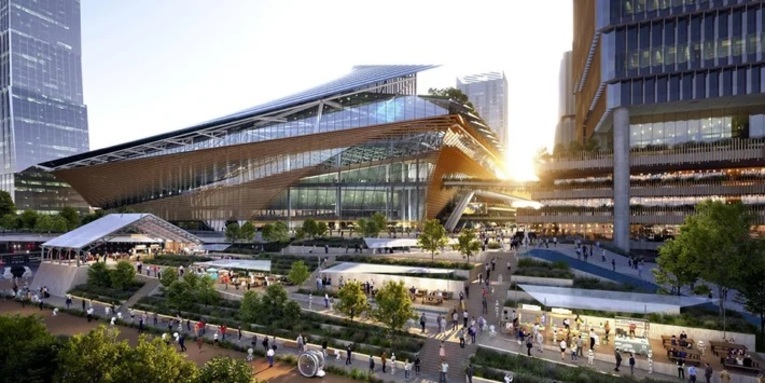 Conceito artístico do novo complexo cultural Tsukiji