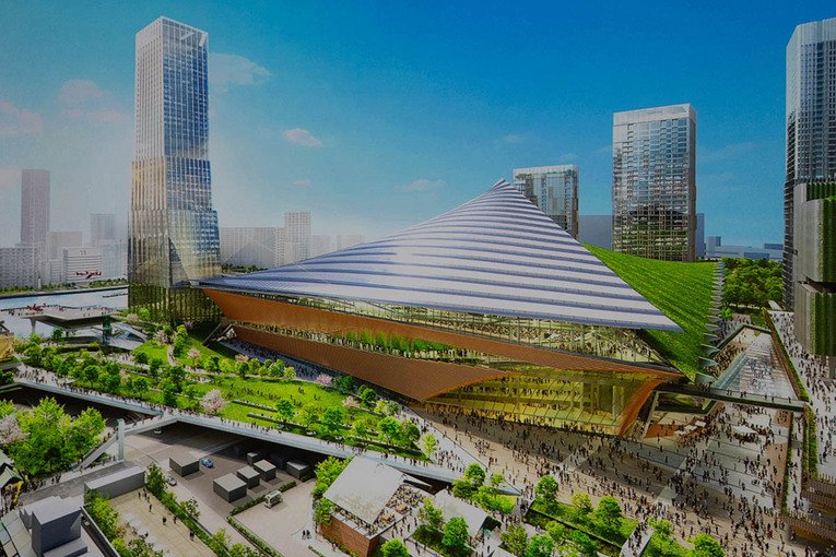 Conceito artístico do novo complexo cultural Tsukiji