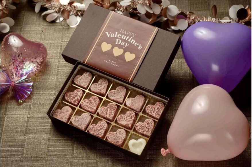 Wagyu em formato de coração para dia dos namorados no Japão