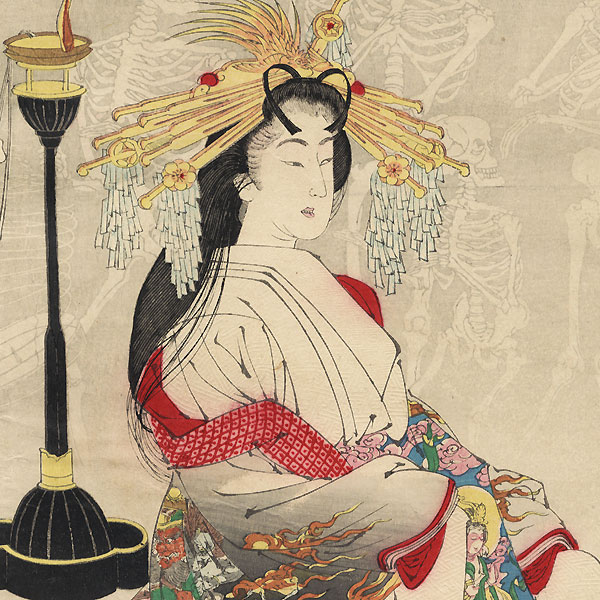 Ukiyo-e de Yoshitoshi (1839 - 1892) representando Jigoku Tayū