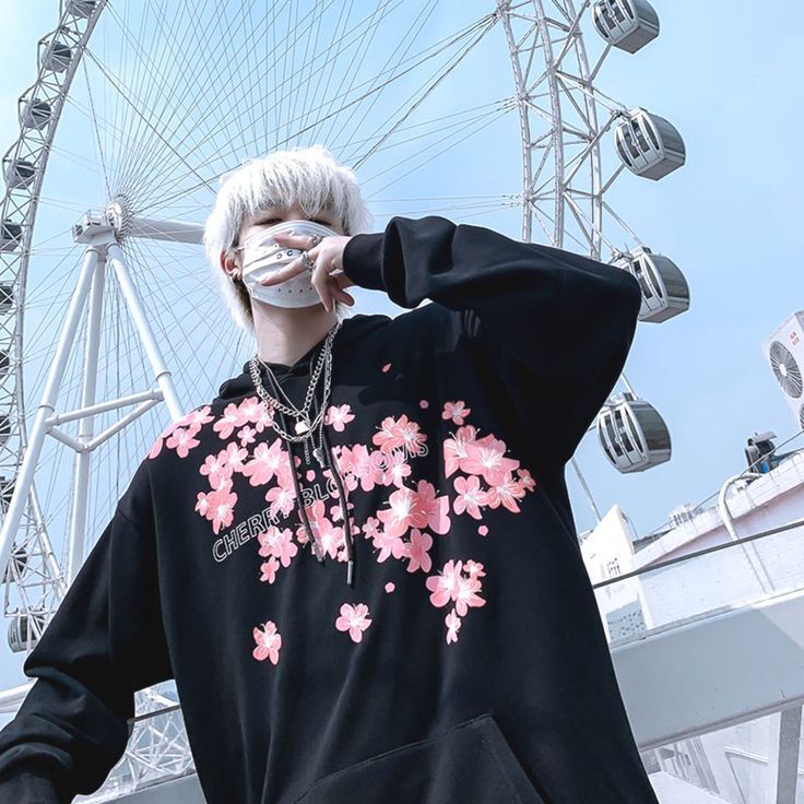 Moletom masculino com tema de flor de cerejeira