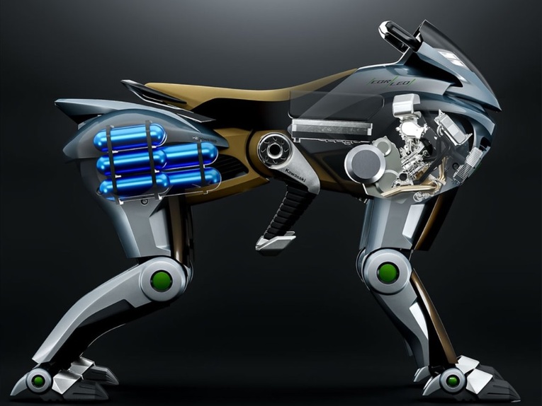 Ilustração conceitual dos cilindros de hidrogênio e de parte da mecânica do Corleo