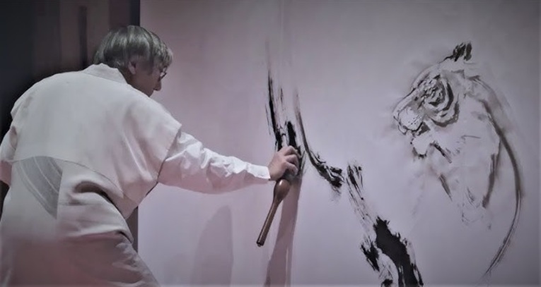 Tigres e bambus são temas preferenciais para muitos artistas de sumi-e