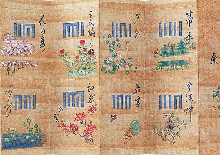 Genji Ko, um jogo extremamente difícil e sofisticado criado no período Muromachi para que os participantes do Kodo decifrassem corretamente o aroma dos incensos apresentados