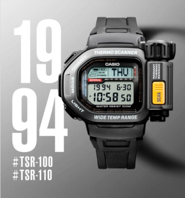 CASIO TSR-100 e CASIO TSR-110, os primeiros relógios de pulso com capacidade de medir a temperatura da superfície dos objetos