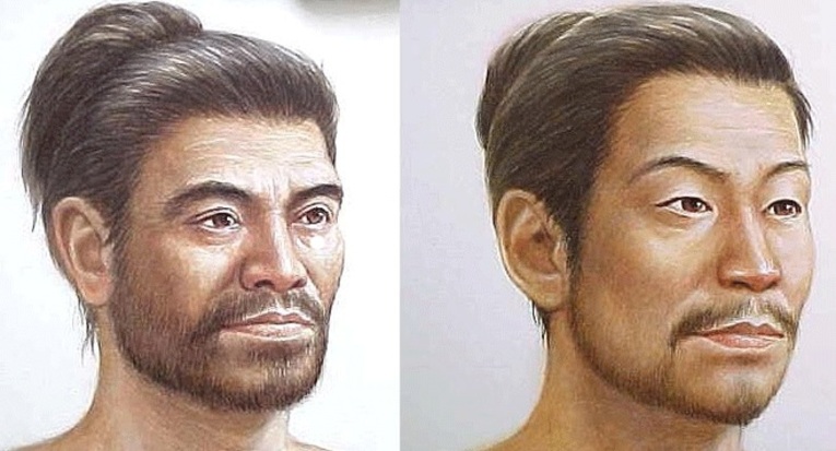 Etnia Jomon (esquerda) e Yayoi (direita)