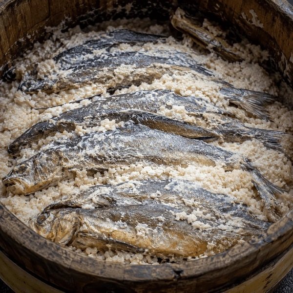 Depois que o processo de fermentação é concluído, o arroz se transforma em uma pasta que era descartada