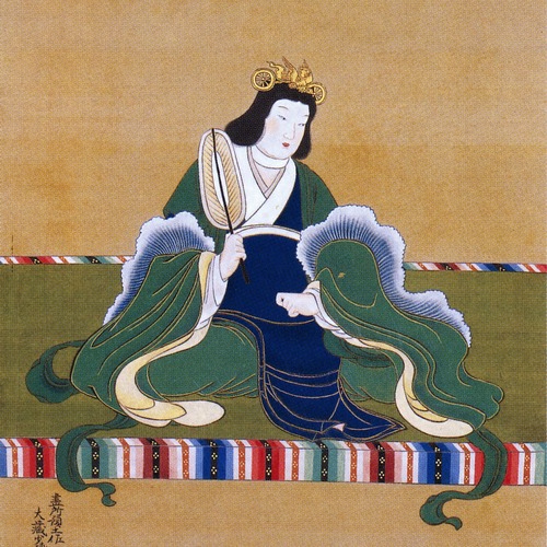 Suiko-tennō, a 33ª imperatriz do Japão e a primeira governante mulher de fato. Ukiyo-e de Tosa Mitsuyoshi
